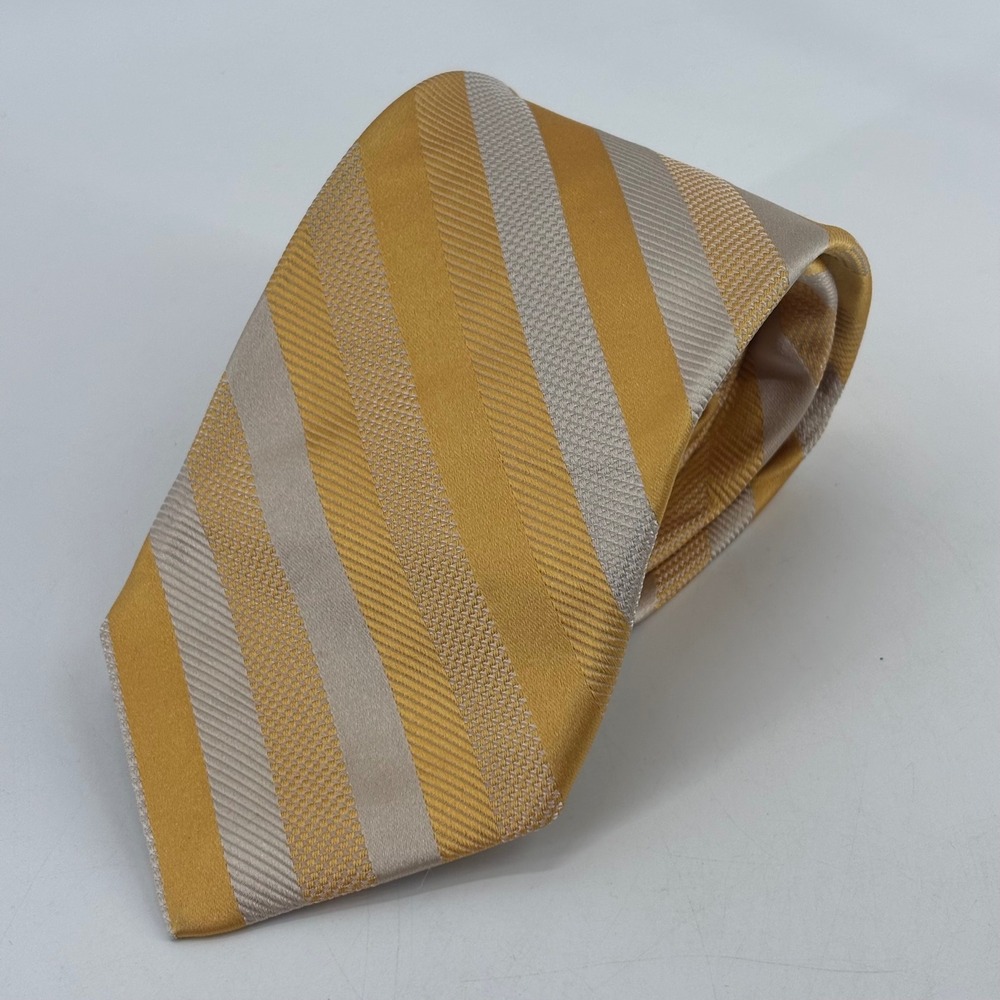 Robert Talbott Tie Mens OS Gold Silver Striped Best of Class Silk Made in USA